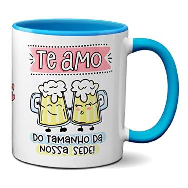 Imagem de Caneca Namorados Te Amo Do Tamanho Da Nossa Sede De Cerveja (Azul)