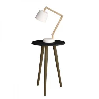 Imagem de Mesa de Apoio Retrô MDF Brilhante Preto Fosco Bechara