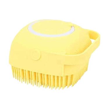 Imagem de menolana Pet Cão de Shower Scrubber de Silicone para As Crianças Do Bebê do animal de Estimação de Lavar, Amarelo