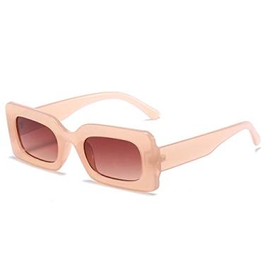 Imagem de Óculos de sol retangulares coloridos vintage moda feminina gradiente óculos de sol uv400 masculino quadrado geléia azul roxo óculos de sol, chá de geléia chá, como a imagem