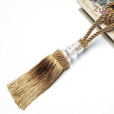 Imagem de peças Gravata Cortina de Cristal Borla Frisado Corda Pendurada Gravata Decoração para Casa Cortinas Douradas Suporte de Cordão Fivela Atadura Acessórios de Quarto, Amarelo Escuro, 2 peças