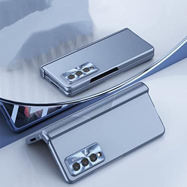 Imagem de Suporte de caneta anti-queda estojo rígido para Samsung Galaxy Z Fold 3 5G Fold4 Fold 4 Fold3 Zfold3 com filme de vidro temperado, azul, para Z Fold 3
