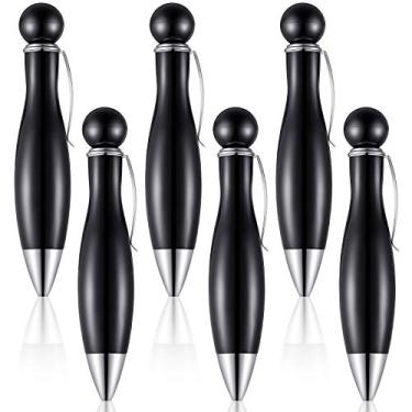 Imagem de Outus 6 canetas esferográficas curtas e gordas para tremor, artrite, Parkinson, canetas grandes e gordas elegantes com mini caneta de tinta gel de tinta preta
