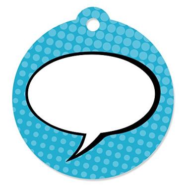 Imagem de Big Dot of Happiness Bam Superhero – Etiquetas de presente para chá de bebê ou festa de aniversário (conjunto com 20)