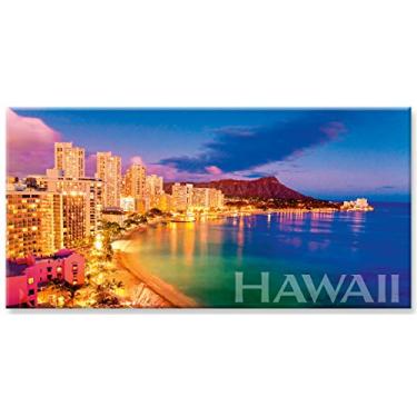 Imagem de Imã de geladeira colecionável arte havaiana panorâmica - Waikiki Pink da Monica & Michael Sweet