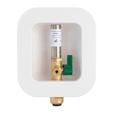 Imagem de Lingmfg Caixa de saída para máquina de gelo empurrar para conectar com o protetor de martelo, empurrar de 1/2" para conectar tubo PEX, cobre, CPVC, conexão mangueira de máquina de gelo de 1/4", tampa de compressão de entrada de válvula de água trabalho antigo