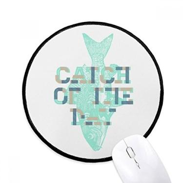 Imagem de DIYthinker Tapete de mouse Catch Blue Fish Desktop Office Round Mat para computador