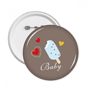 Imagem de Coração azul picolé doce sorvete alfinetes redondos crachá botão emblema acessório decoração 5 peças