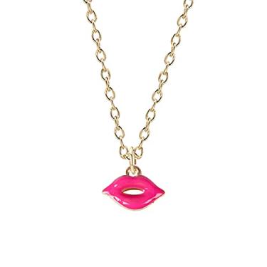 Imagem de CNBPIC Glamour Lady Joias Lábios Vermelhos Pingente Colar Nightclub Bar Cadeia Joalheria Presente