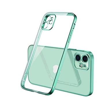 Imagem de Capa transparente de silicone de moldura quadrada para iphone 11 12 13 14 pro max mini x xr 7 8 plus se 3 capa traseira transparente, verde claro, para iphone 6 6s