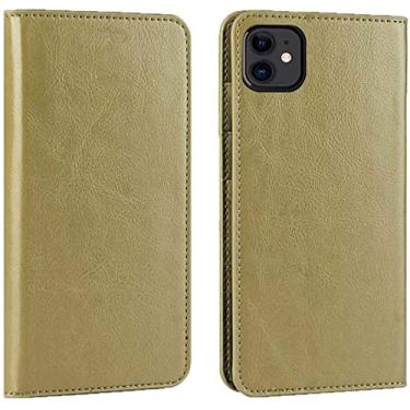 Imagem de KOSSMA Capa de telefone flip de couro legítimo, carteira de capa de telefone respirável à prova de choque com 3 compartimentos de cartão para Apple iPhone 12 (2020) 6,1 polegadas (cor: champanhe)