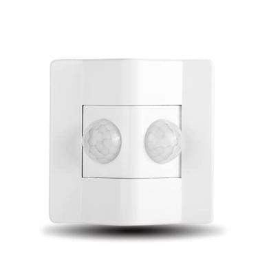 Imagem de Interruptor inteligente com sensor de movimento PIR, sensor de movimento de 86 graus, sensível à luz, 180 graus, tempo de atraso de 20s ajustável, detecção de distância excede 12 m para corredores, armazéns