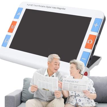 Imagem de AuxíLio De VisãO EletrôNico PortáTil, Lupa Digital De AuxíLio Visual Em Hd, AuxíLio Leitura Digital AuxíLio Leitura EletrôNico Com AlçA DobráVel,Visor Hd De 5 Polegadas/Zoom 3x-48x,Blue