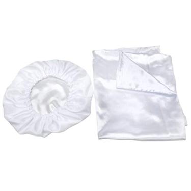 Imagem de Kit 4 Fronhas 50x70 +2 Touca De Cetim Anti Frizz Branca