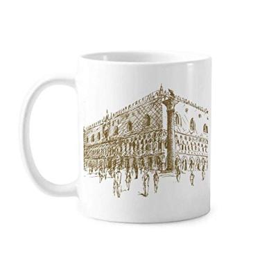 Imagem de Caneca de paisagem de desenho de marco arquitetura cerâmica café porcelana louça