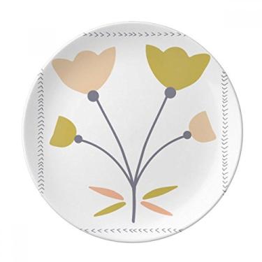 Imagem de Prato de arte de plantas abstratas de quatro rosas decorativo de porcelana Salver louças de jantar
