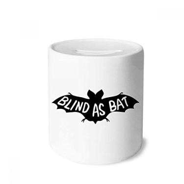 Imagem de DIYthinker Caixa de moedas de cerâmica preta com contorno de morcego natural para presente de cofrinho