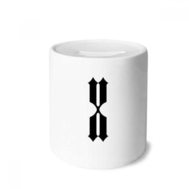 Imagem de DIYthinker Numerais romanos dez em caixa de dinheiro com silhueta preta, porta-moedas de cerâmica, presente de cofrinho