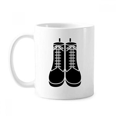 Imagem de Botas masculinas pretas de cano alto com estampa de caneca, cerâmica, café, porcelana, louças