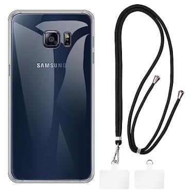 Imagem de Shantime Capa para Samsung Galaxy S6 Edge Plus + cordões universais para celular, pescoço/alça macia de silicone TPU capa protetora para Samsung Galaxy S6 Edge+ (5,7 polegadas)