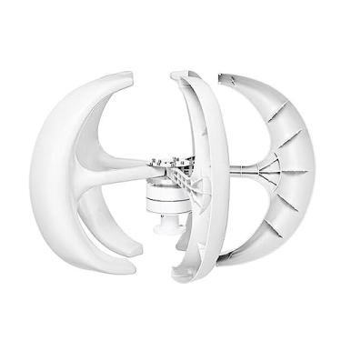 Imagem de HUIZHITENGDA Kit de gerador de turbina eólica de 12V/24V/48V, 8000W 5 Blades Lantern Eixo vertical Gerador de turbina eólica com controlador (branco),12v