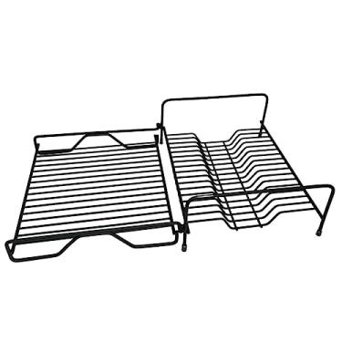 Imagem de Escorredor de Louça Preto Fosco Dobrável 16 Pratos Pia Bancada de Cozinha