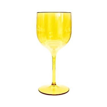 Imagem de Kit 12 Taças De Vinho De Acrílico Cristal 280ml Festas Aniversario Natal Cor:Dourado