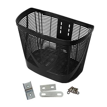 Imagem de Cesta de bicicleta Cesta de armazenamento Cesta frontal de bicicleta Suporte de carga para compras ao ar livre, PRETO