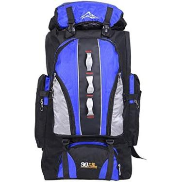 Imagem de Mochila De Trekking, 90L Caminhada Mochila Camping Viagem Mochila Mochila Bagagem Bolsa De Ombro Para Esportes Ao Ar Livre Escalada Montanhismo Escalável Para 100L,Azul,Bonny369