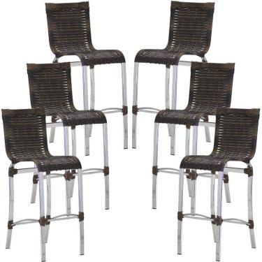 Imagem de 6 Banquetas Alta Haiti em Alumínio para Cozinha Bar Edícula