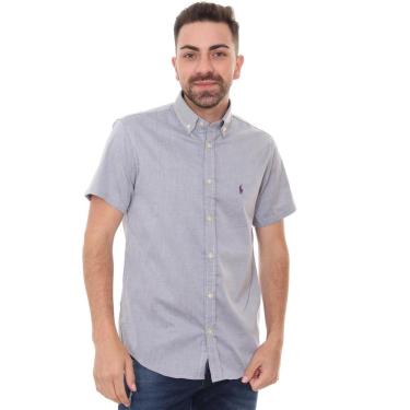 Imagem de Camisa Ralph Lauren Masculina Manga Curta Classic Purple Logo Cinza Mescla-Masculino