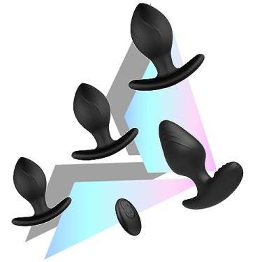 Imagem de Conjunto de plugues de 4 unidades - iniciante em sexo de pelúcia para bunda, 10 modos de controle remoto vibratório anal plugue anal brinquedos sexuais e kit de jogos para homens e mulheres, casais (1,75 polegadas de diâmetro)