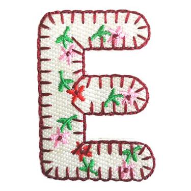 Imagem de 5 Pçs Patches de letras de chenille adesivos de ferro em remendos de letras universitárias com glitter, remendos bordados costurados para roupas chapéu camisa bolsa (Muticolor, E)