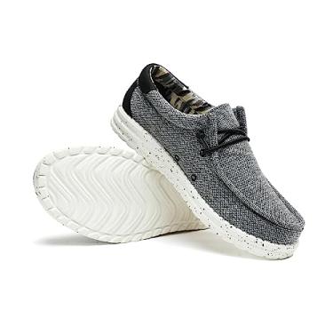 Imagem de Mocassins masculinos laváveis à máquina, casual, sem cadarço, leve, confortável, sola macia para caminhar, viajar, praia, presentes para homens sapatos para o dia dos pais, Preto e cinza, 13