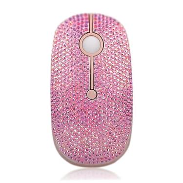Imagem de WONGS Mouse sem fio brilhante de cristal austríaco de strass 2,4 G, com receptor USB, mouse de computador portátil para PC, tablet, laptop, notebook, presente, rosa colorido