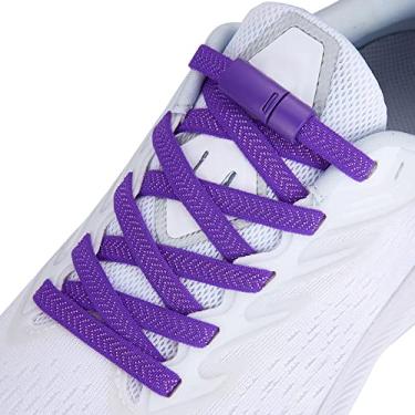 Imagem de VEILLEONG Cadarços Elásticos Sem Amarração para Tênis, com Trava Magnética, Tamanho Único para Crianças e Adultos, 1 Par Roxo, X-Large