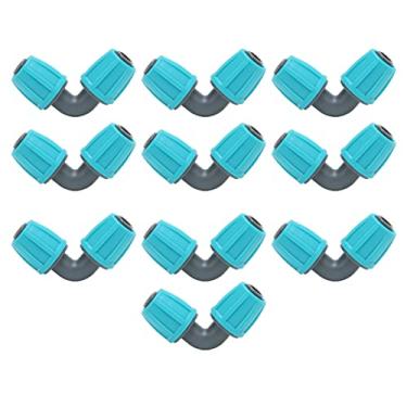 Imagem de 10 peças 1/5.1 cm conexões de irrigação conectores de cotovelo, conector farpado de bloqueio de 16 mm PE 90° junta de mangueira de cotovelo jardim montagem de irrigação por gotejamento agrícola