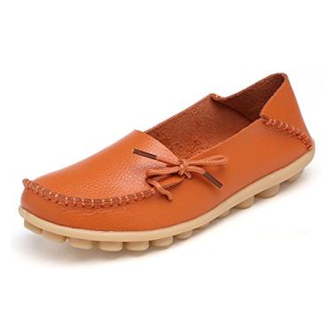 Imagem de Mocassim feminino VenusCelia respirável e confortável para caminhadas no escritório, Orange/Tangerine, 7.5