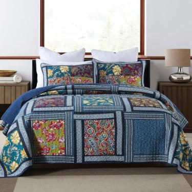Imagem de Secgo Conjunto de edredom King para cama - 100% algodão tamanho Queen, colchas pretas (96 x 104 polegadas) com 2 fronhas