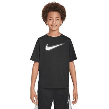 Imagem de Nike Camiseta de treinamento com estampa Dri-Fit para meninos grandes (Média), Preto/branco, M