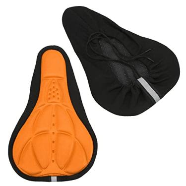 Imagem de VGEBY Capa de assento de bicicleta, esponja macia respirável durável fácil instalação confortável design concavo convexo almofada de assento de bicicleta (laranja)