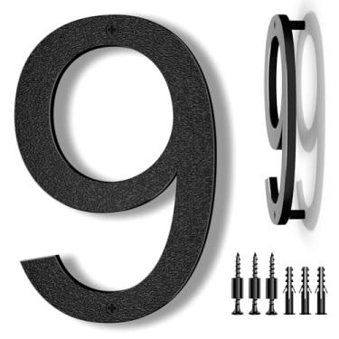 Imagem de IVERRA Números grandes flutuantes de 20 cm, número de casa moderno preto para uso externo, números de endereço residencial para portão de garagem ao ar livre Wall Street (9)
