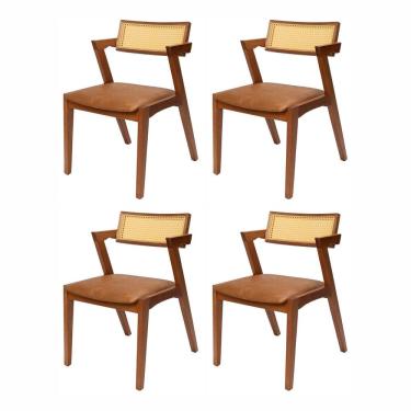 Imagem de Kit 4 Cadeiras de Madeira Maciça com Assento Estofado Zahara Living Outdoor Espresso Móveis Imbuia