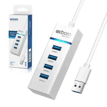 Imagem de Hub USB 3.0 Exbom UH-30A 5.0 Gbps 4 Portas Alta Velocidade Branco