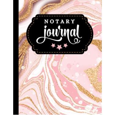 Imagem de Notary Journal: 8.5x11 Large Notarial Logbook/With 200 Numbered Pages - Two Record Logs Per Page / 400 Records/Ledger Book Gift For Signing Agents/Classic Pink White Gold Marble Swirl Art