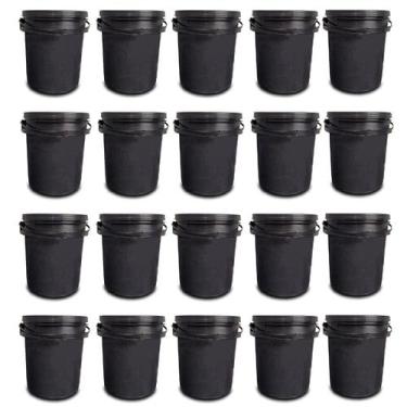 Imagem de Kit 20 Baldes Uso Geral 5 Litros Preto Tampa Lacre Removível e Alça Re