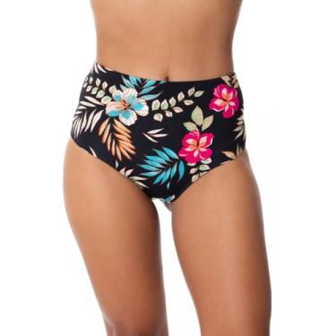 Imagem de Biquini Plus Size Calcinha Hot Pant Estampada Cintura Alta Proteção UV