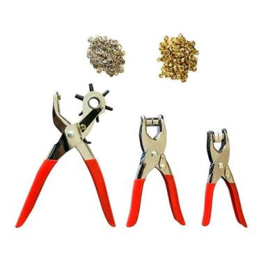 Imagem de Kit com 3 Alicates 1 Para Furar 1 Aplicar Ilhós 54 1 de Pregar Botão D
