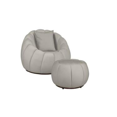 Imagem de Kit Poltrona Giratória Mais Puff e Almofada Concha Veludo - Estopar, V