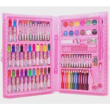 Imagem de Kit Maleta Escolar Princesa Com 86 pçs Canetinhas Coloridas (Rosa) - T